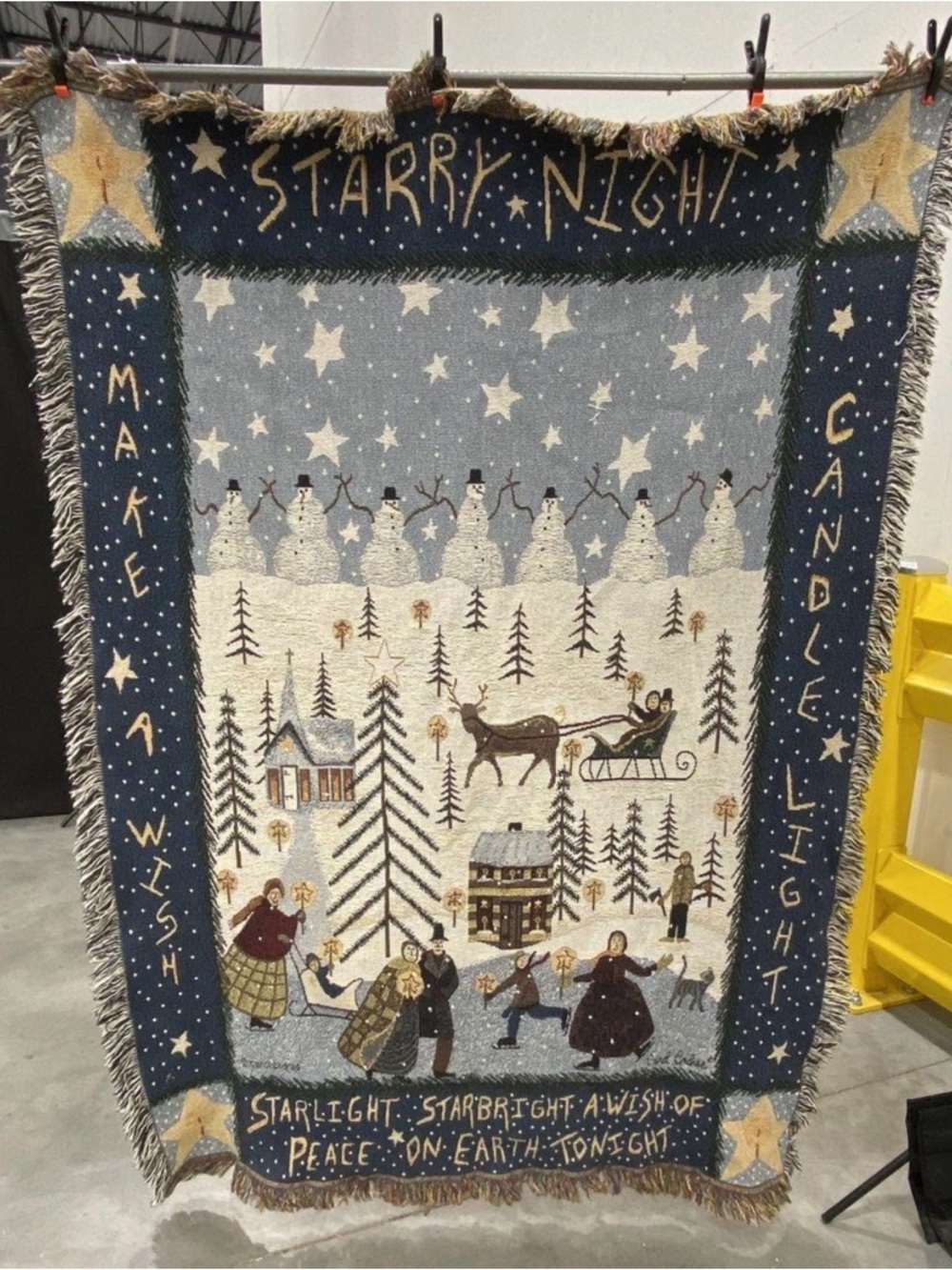 Carl Enders Woven Tapestry Throw Blanket – Starry Night Winter Scene